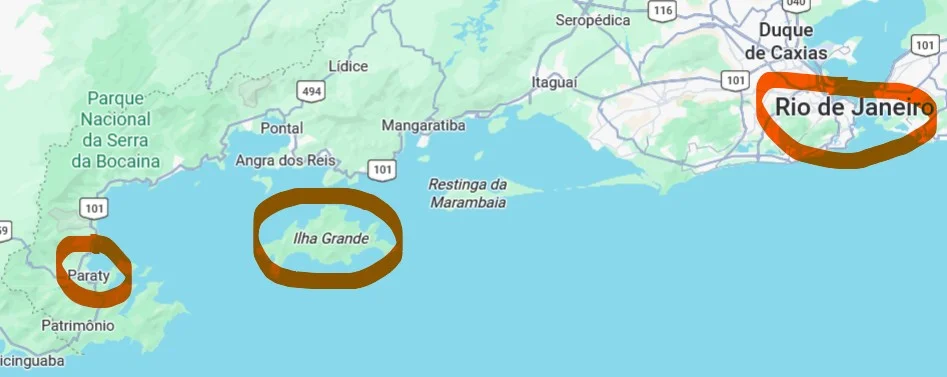 Rio de Janeiro, Ilha Grande, and Paraty sit along the same coastal route, the Costa Verde.